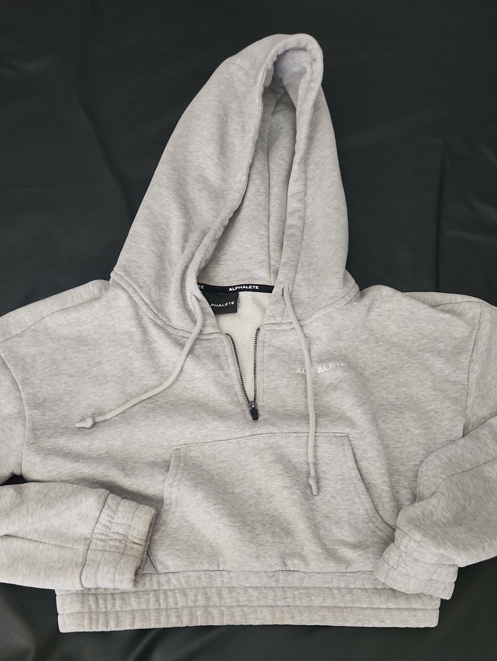 Alphalete Heather Gray Cropped Hoodie with Half-Zip